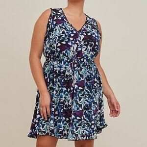 Torrid multi color chiffon ruffle mini dress